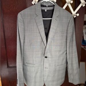 Express Men's Light Gray Checkered Three Piece Suit Pants 33/32